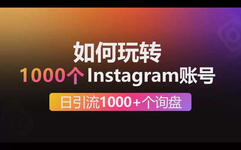 如何玩转1000个Instagram账号做到每日引流1000+个出海业务询盘