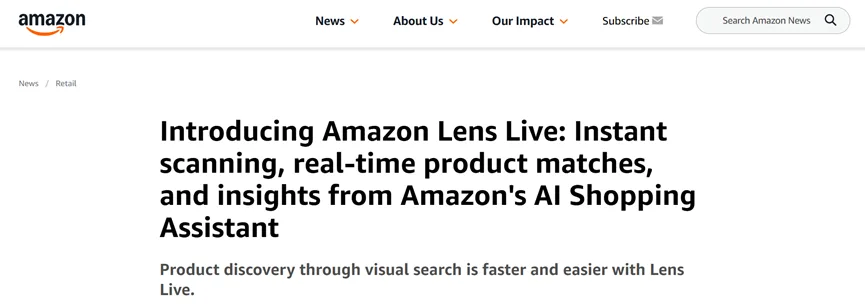 亚马逊AI购物助手重磅升级：可实时扫描、匹配商品